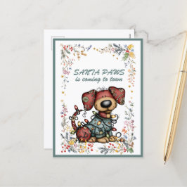 Postal Festiva Dog Wrapped In Lights Santa PAWS is Coming to Town