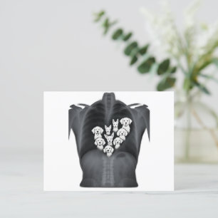 Postal Festiva Doggie Heart X-Ray - Gracioso diseño de los amante