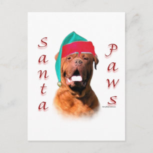 Postal Festiva Dogue de Bordeaux Santa Paws
