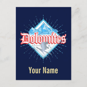 Postal Festiva Dolomitas Sur de Tirol Esquí Retro Vintage