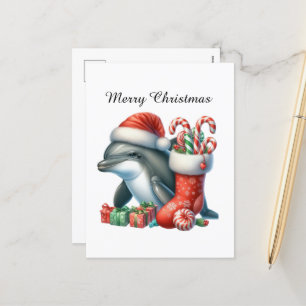 Postal Festiva Dolphin de personalizable festivo Seasons Greeting
