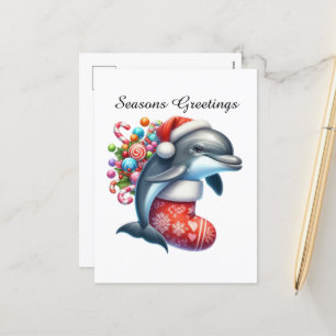 Postal Festiva Dolphin de personalizable festivo Seasons Greeting