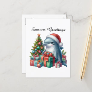 Postal Festiva Dolphin de personalizable festivo Seasons Greeting