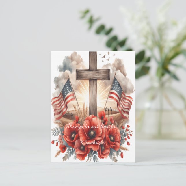 Postal Festiva Donde los héroes duermen a color (Anverso de pie)