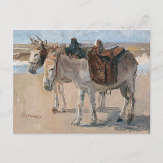 Postal Festiva Donkeys at the Beach Postcard (Anverso)