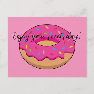 Postal Festiva Donut de fresa con Personalizado Sprinkles   Añadi