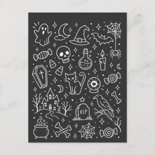 Postal Festiva Doodle de Halloween de vuelta