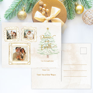 Postal Festiva Doodle de oro divertido para la paz en la Tierra 3