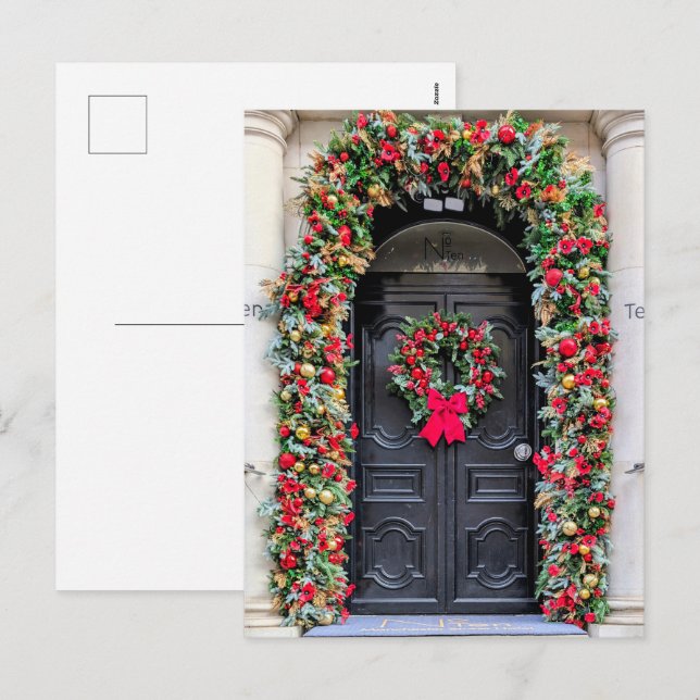 Postal Festiva Doors of London: A Festive Christmas Postcard (Anverso / Reverso)