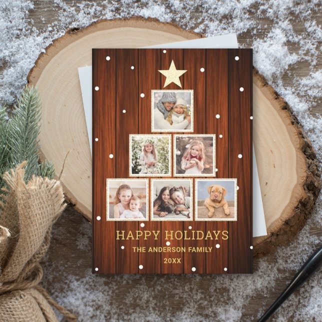 Postal Festiva Dorado | Árbol de fotos de Navidades de madera de  (Subido por el creador)