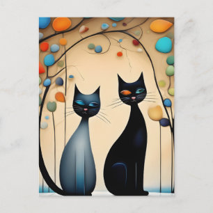 Postal Festiva Dos gatos encantadores
