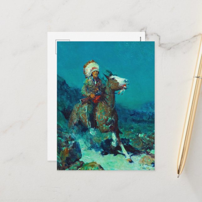 Postal Festiva Dos lunas por Frank Tenney Johnson (Anverso/Reverso In Situ)