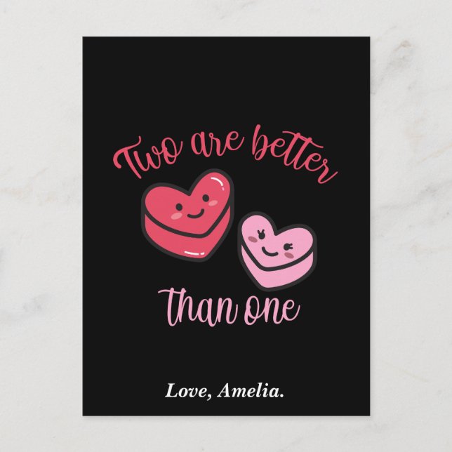 Postal Festiva Dos son mejores que un San Valentín (Anverso)
