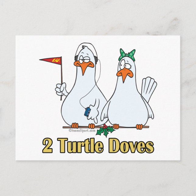 Postal Festiva dos tortugas palomas segundo segundo día de navida (Anverso)