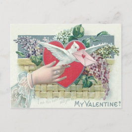 Postal Festiva Dove Heart Olvidé-Me-Not Valentine