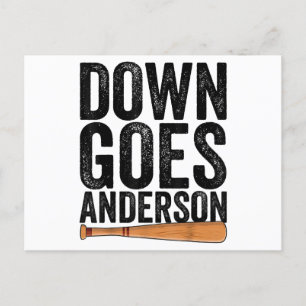 Postal Festiva DOWN GOES ANDERSON FUNNY BASEBALL regalo ANDERSON