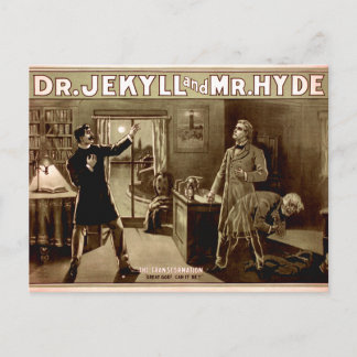 Postal Festiva Dr. Jekyll y Mr. Hyde Ilustración Vintage de 1880