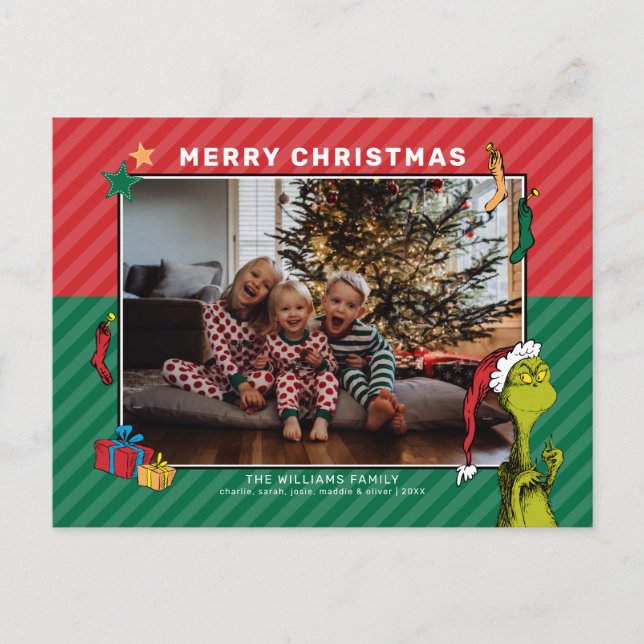 Postal Festiva Dr. Seuss | Grinch Family Photo (Anverso)