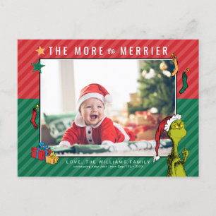 Postal Festiva Dr. Seuss Grinch Foto de bebé nuevo para las fie
