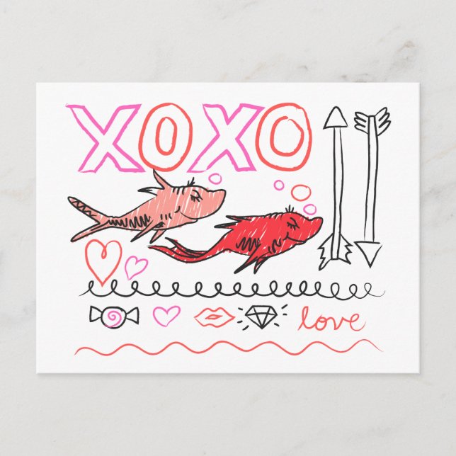 Postal Festiva Dr. Seuss Valentine | Diseño XOXO (Anverso)