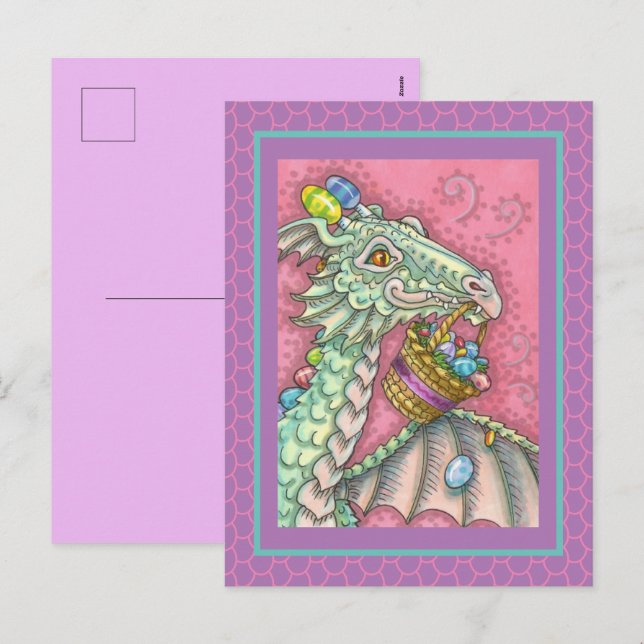 POSTAL FESTIVA DRAGÓN DE HUEVO ORIENTAL, FANTASÍA CORTA (Anverso / Reverso)