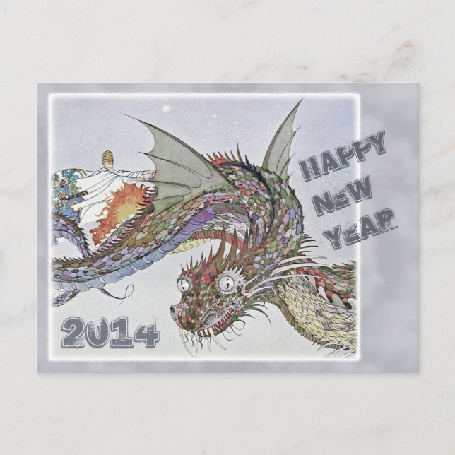 Postal Festiva Dragón de Sterrett CC0336 Feliz Año Nuevo (Anverso)