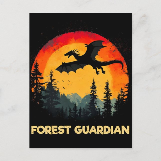 Postal Festiva Dragón del bosque del atardecer (Anverso)