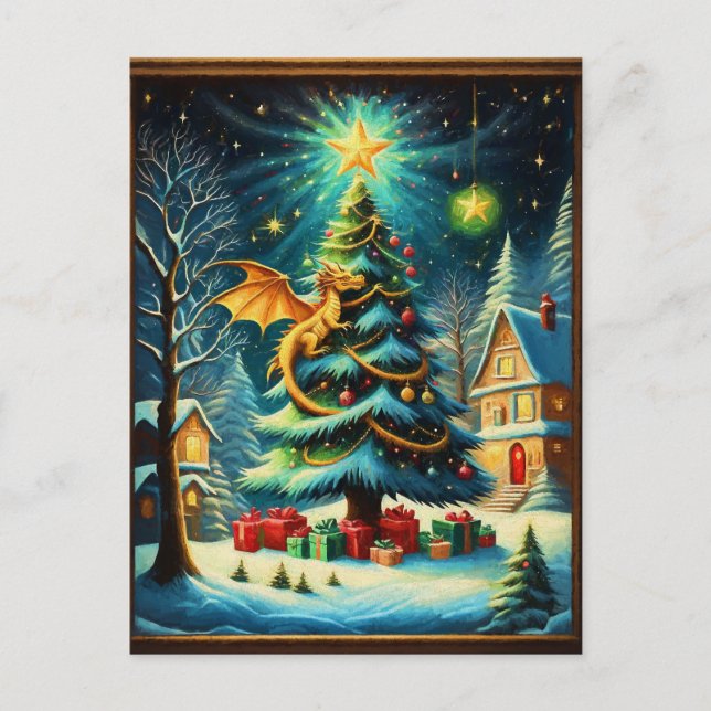 Postal Festiva Dragón En Navidades Eve ai (Anverso)