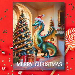 Postal Festiva Dragón Verde en Nochebuena