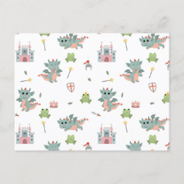 Postal Festiva Dragones Caballeros Castillo Medieval