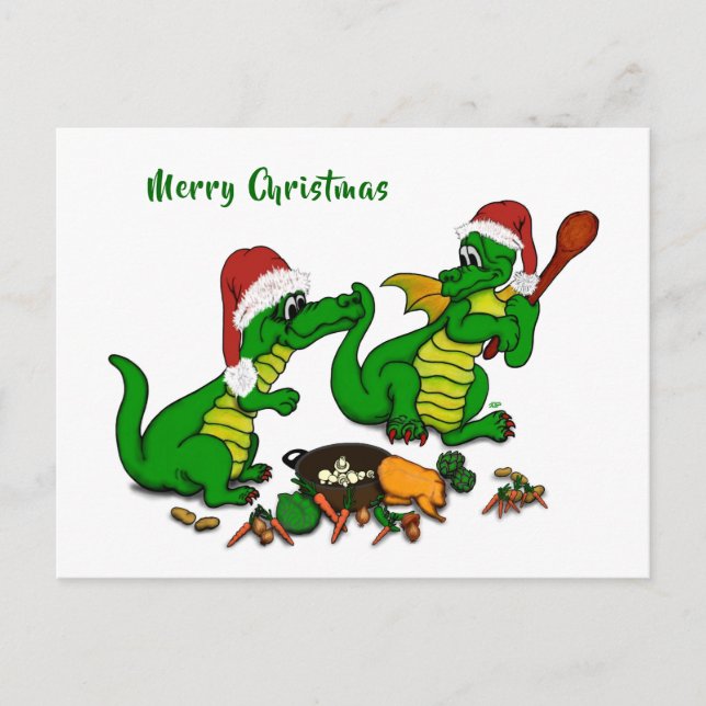 Postal Festiva Dragones - ¡Feliz Navidad! - hoy cocinaré Ho (Anverso)