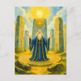 Postal Festiva Druida celta en círculo de piedra sagrada