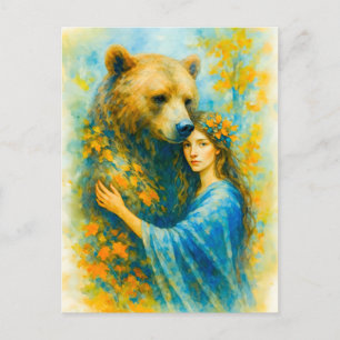 Postal Festiva Druides celtas con oso espiritual