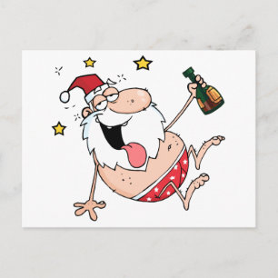 Postal Festiva Drunk Santa Claus