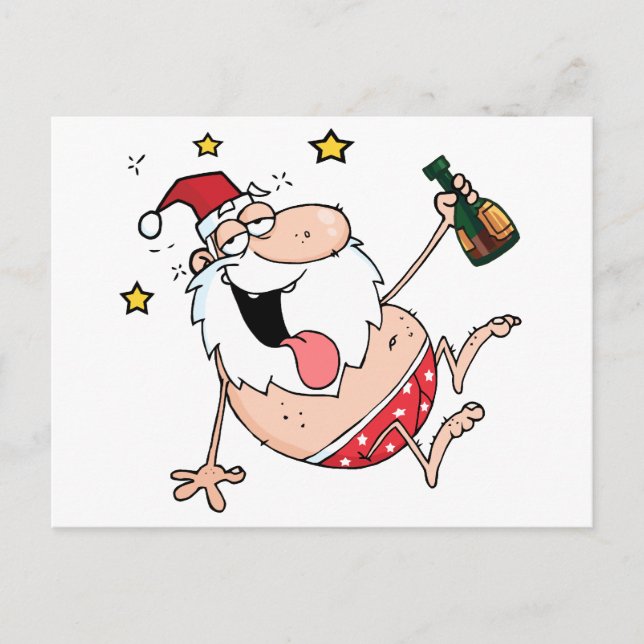 Postal Festiva Drunk Santa Claus (Anverso)