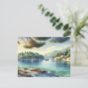 Postal Festiva Dubrovnik Croacia Mljet Island acuarela