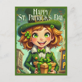 Postal Festiva Duende Alegre - Día de San Patricio Suerte