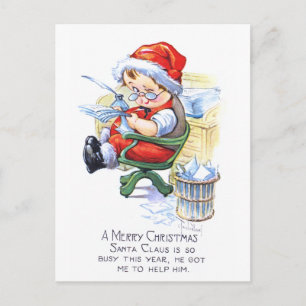 Postal Festiva Duende de Santas en silla