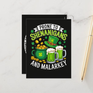 Postal Festiva Duende irlandés del día de San Patricio propenso a