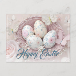 Postal Festiva Dulce Alegría de Pascua con Motivo Floral