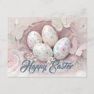 Postal Festiva Dulce Alegría de Pascua con Motivo Floral