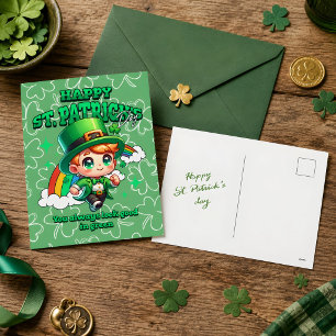 Postal Festiva Dulce Arcoíris Feliz Día de San Patricio Celta