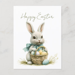 Postal Festiva Dulce Bunny Watercolor Floral Pascua