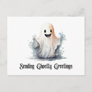 Postal Festiva Dulce Fantasma Enviando Saludos Fantasmales Hallow