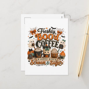 Postal Festiva Dulce Fantasma Espeluznante Amante Del Café Hallow