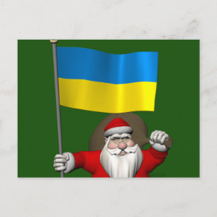Postal Festiva Dulce Santa Claus con insignia de Ucrania