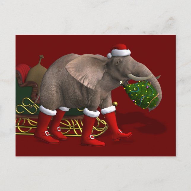 Postal Festiva Dulce Santa Claus Elephant (Anverso)