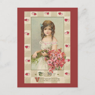 Postal Festiva Dulces Chicas de San Valentín con buquetas florale