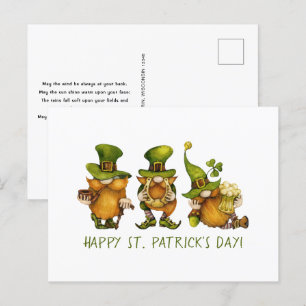 Postal Festiva Dulces Gnomos Irlandeses Feliz Día de San Patricio