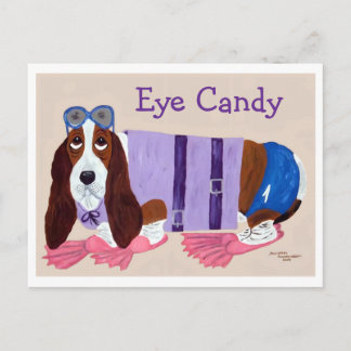 Postal Festiva Dulzura de ojos de Basset Hound 